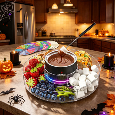 Cordless Electric Fondue Pot，for Party Picnic Camping，holiday celebration, wedding gift and casual family night entertainment
