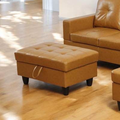 Orella 34" Wide Faux Leather Rectangular Hinged Storage Bench with Ottoman