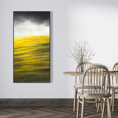 Yellow Hill - Contemporary Yellow Framed Canvas Art for Home