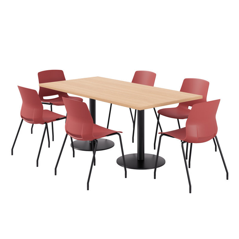 Ensemble repas pour 6 personnes, Rouge / noir, Érable