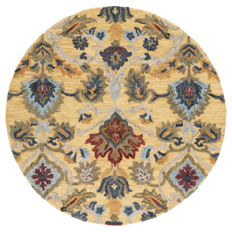 Snelson Floral Wool Hand Tufted Area Rug, Round 183 cm