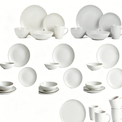 Service de table en grès 32 pièces, assiettes et bols en céramique mate, vaisselle de couleur Morandi, service pour 8