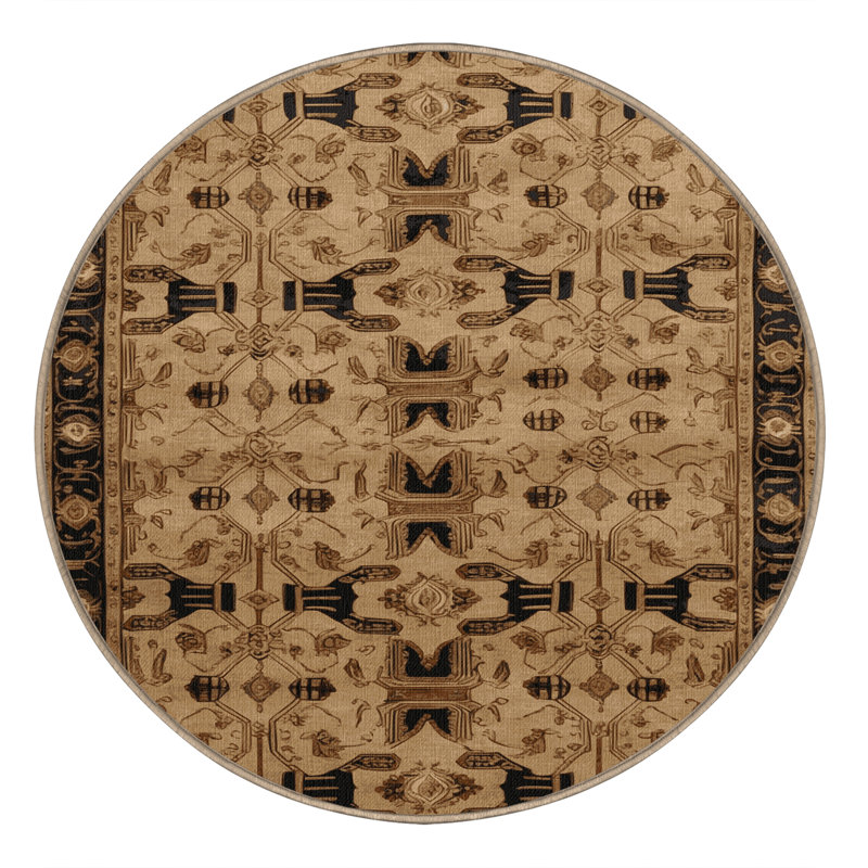 Tapis brun français lavable à la machine, Rond 7 pi