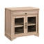 Base compacte pour bureau à domicile au fini brun, tiroir spacieux avec glissières pleine extension, portes en verre trempé pour rangement dissimulé, tablette réglable, bois d'ingénierie, l 31,5 po x P 20,2 po, H 29,8 po
