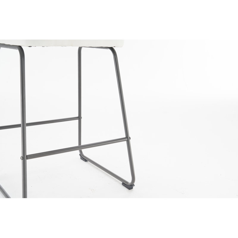 Upholstered Counter Stool with Metal Frame, White