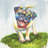 Colorful Smiling Pug Tablecloth | Green Pets Indoor Outdoor Decor