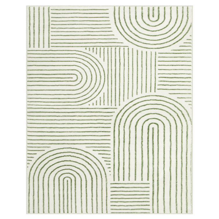 Celeta Abstract Rainbow Striped Area Rug - Colorful Modern Carpet for Living Room, Bedroom, or Office Decor