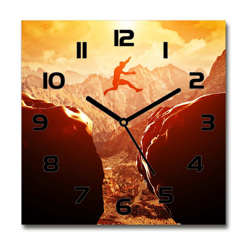 Ilseruth Glass Wall Clock, Black/Orange