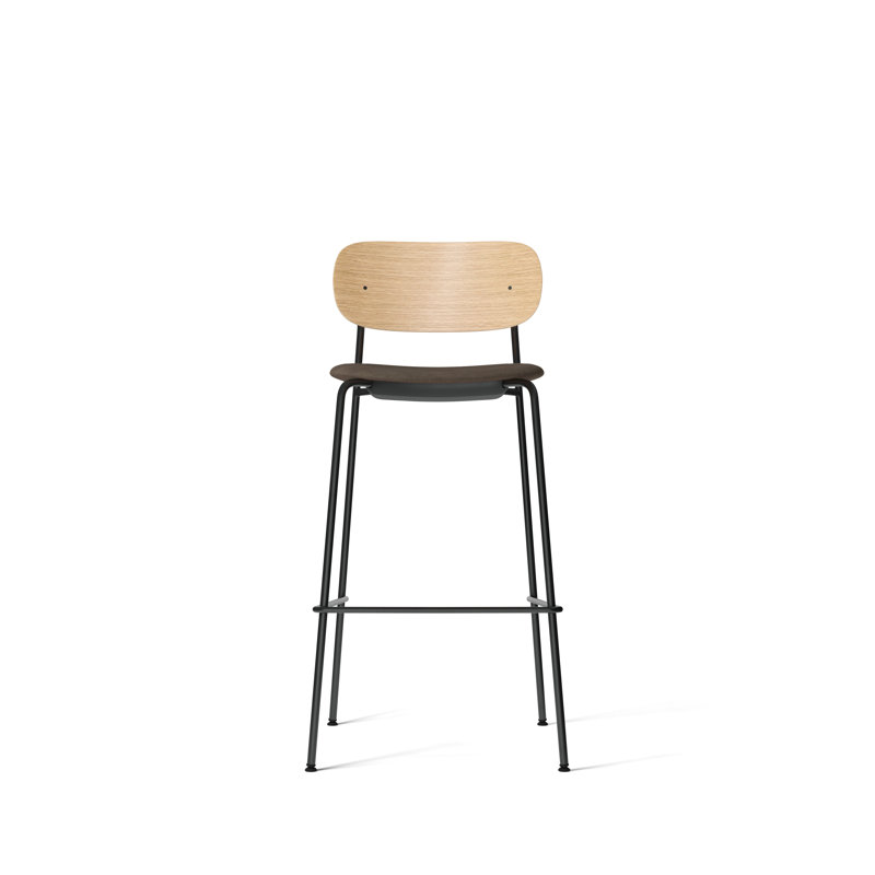 Co 30.91" Bar Chair, Beige Acrylic, Natural/Black