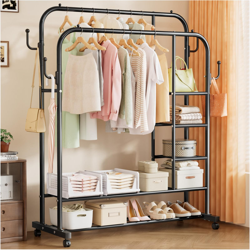 109cm Rolling Clothing Rack, Black