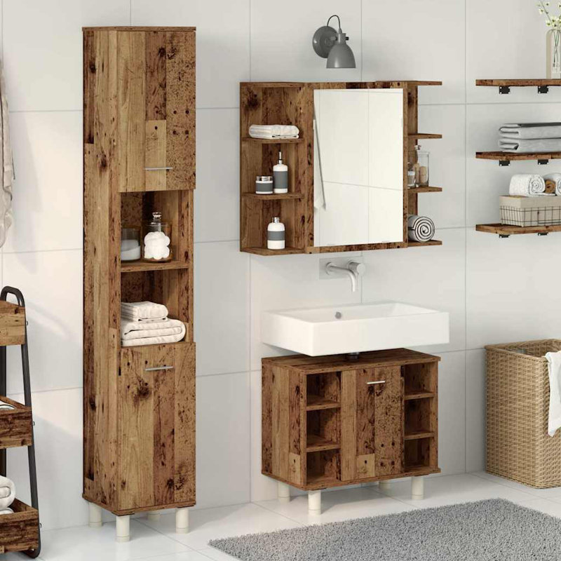 Aslaug Bathroom Storage Furniture Set, Old Wood