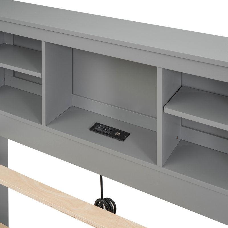 Idelson Auserine Platform Storage Bed, Gray, Full