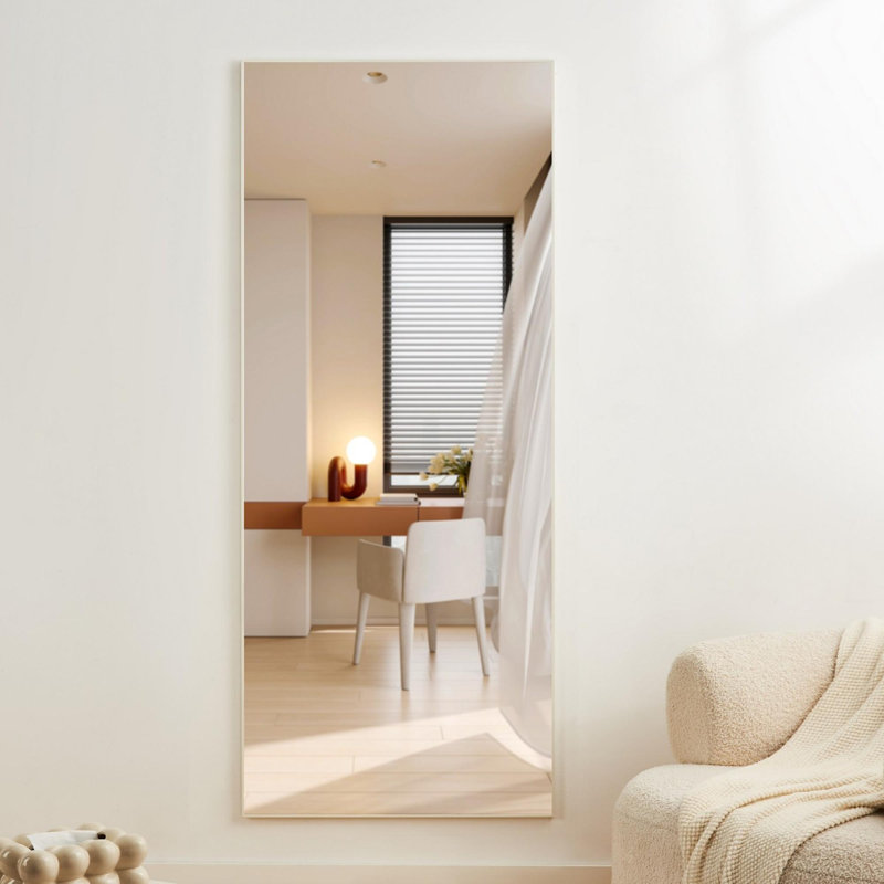 Full Length mirror, leaning or Wall Mounted, High Definition, - Modern Home Decor, White
