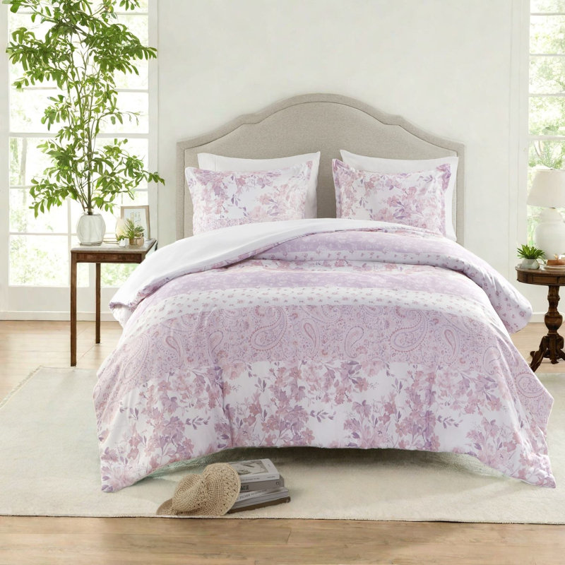 Ensembles de literie pour lit simple en microfibre douce, motif floral rose pour la maison