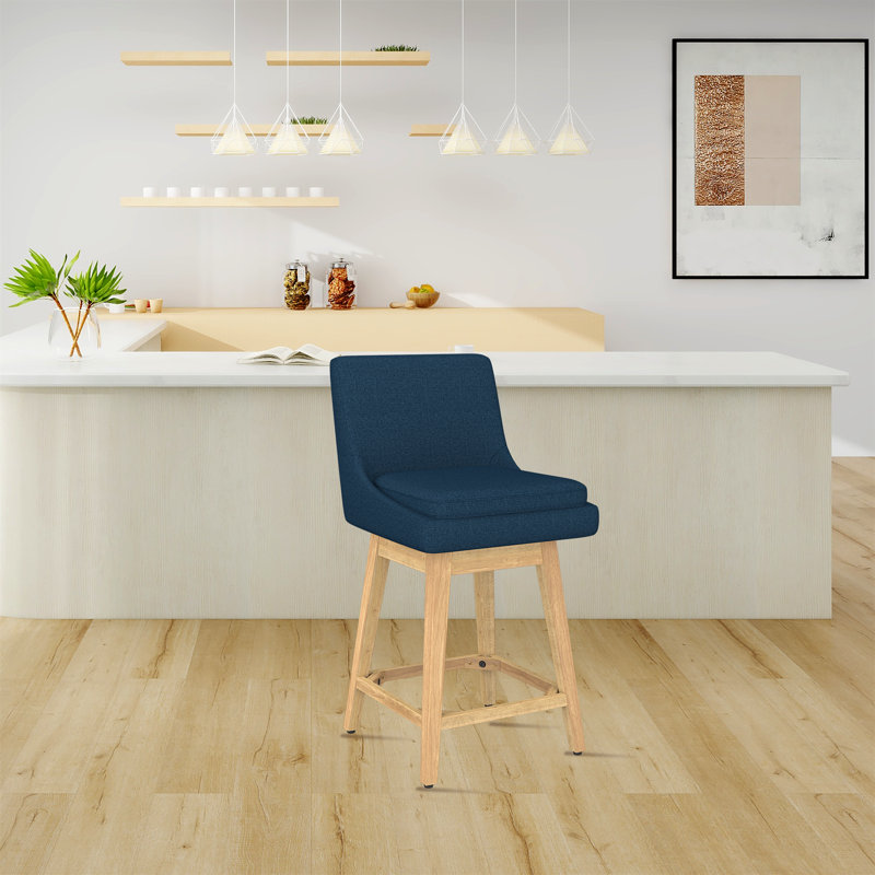 Tabouret de bar et de comptoir pivotant avec cadre en bois massif Honya (ensemble de 4), Gris, 4