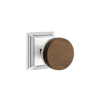 Ensemble de boutons de passage Emtek Select avec rosette Wilshire et tige conique, bouton en noyer foncé