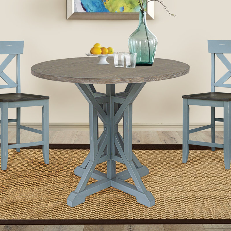 Amiee-Lee Pine Round Dining Table, Blue