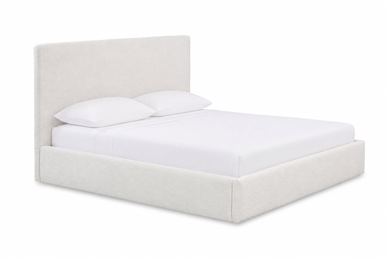 Mele Linen Upholstered Bed, Ivory Boucle, Queen