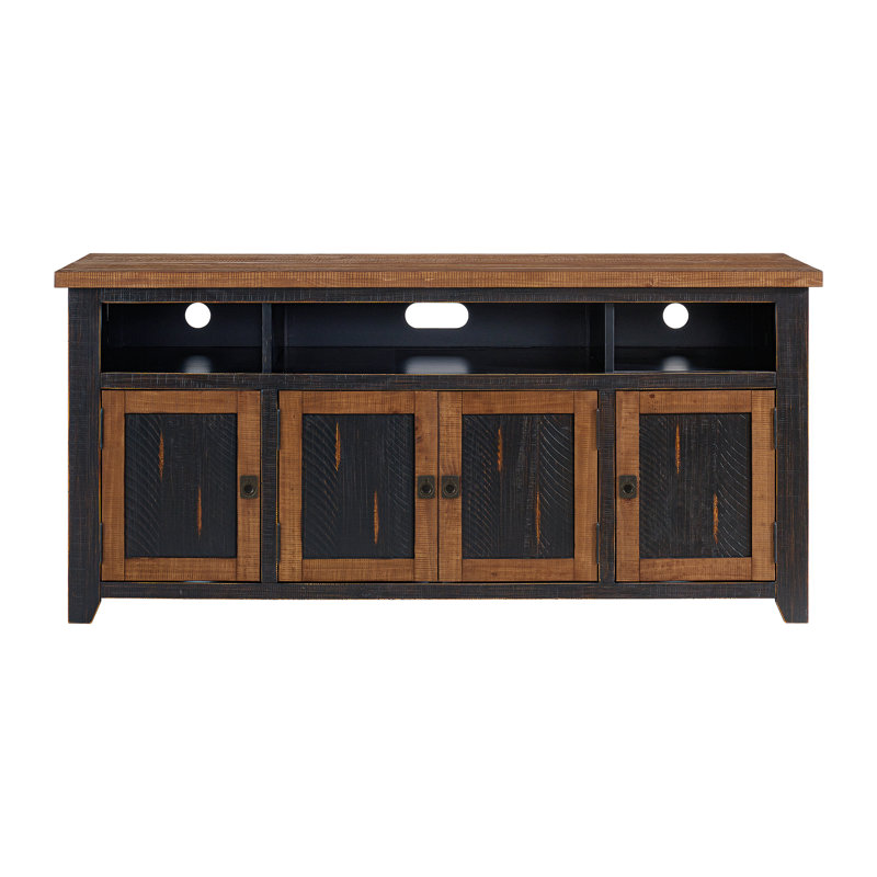 Worden 65" TV Stand with Storage, Black/Honey