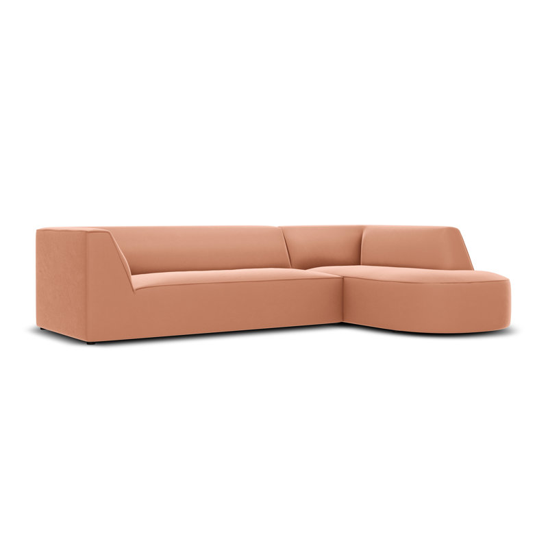 Adoraim 4 Seater Velvet Sofa & Chaise, Pink, Right Hand Facing