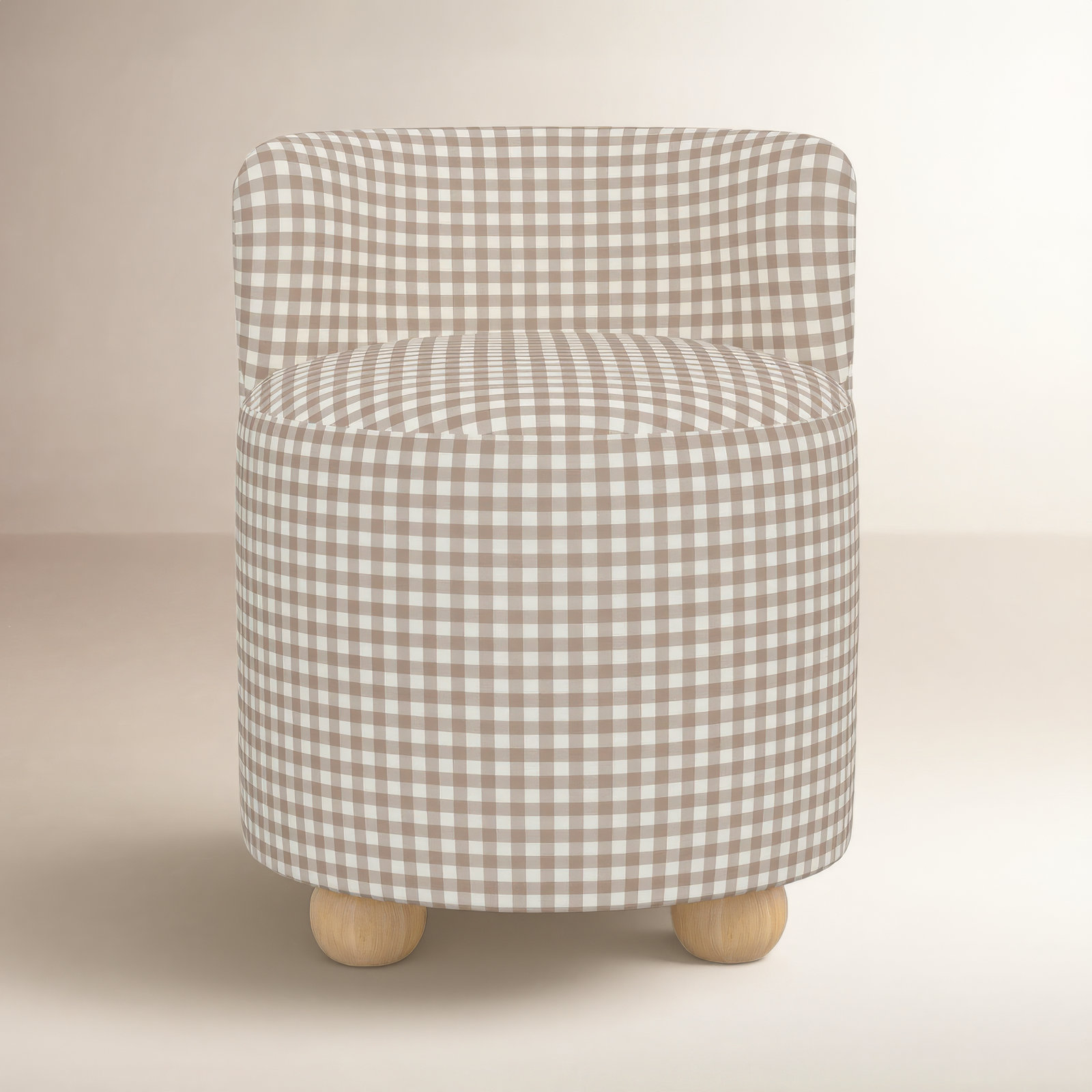 Bee Vanity Stool, Classic Gingham Tan