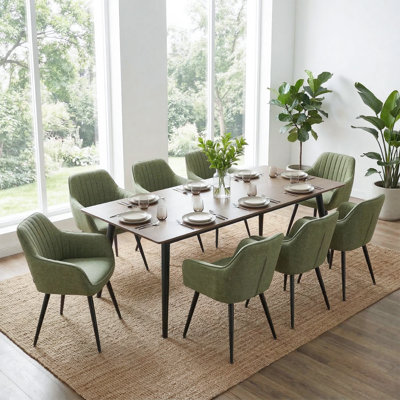 Fauteuils de salle à manger rembourrés modernes avec dossier capitonné et pieds en métal