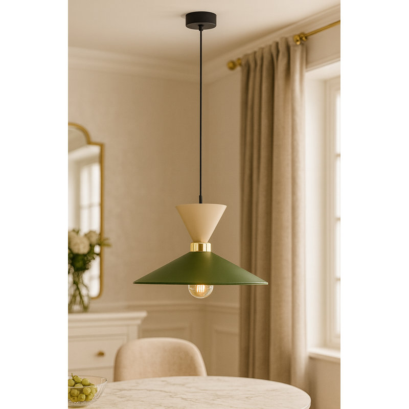 1 - Light Matte Black Dome Pendant, Latte/Khaki