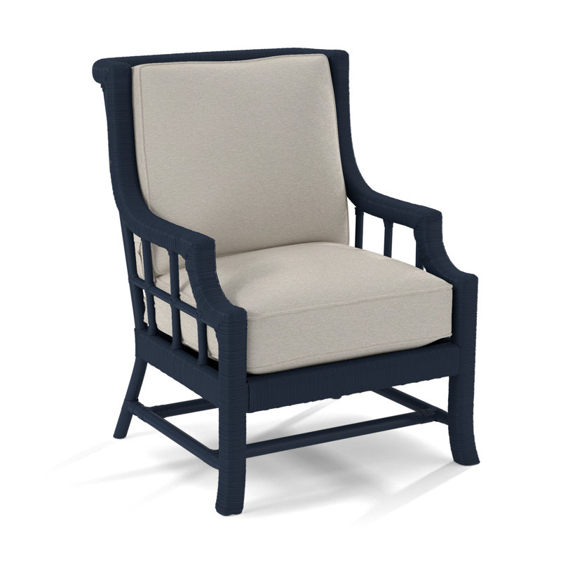 Lafayette Armchair, Navy, White Performance Fabric; 0851-94