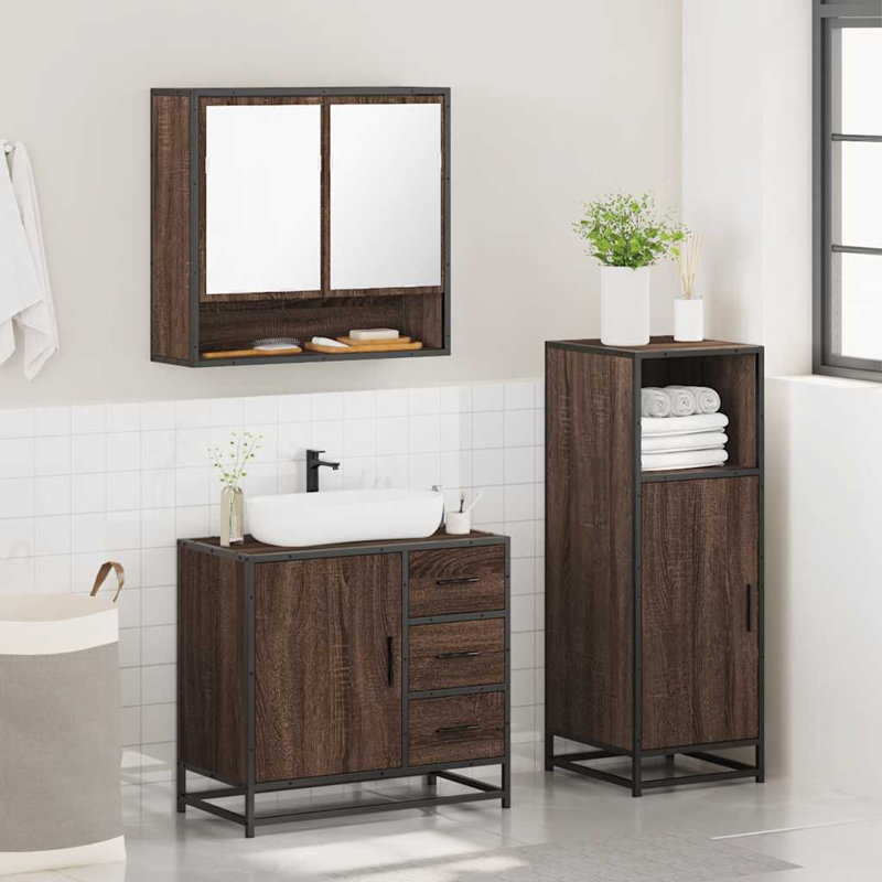 Bathroom Furniture Suite, Brown Oak