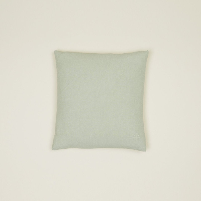 Simple Embroidered Linen Throw Pillow, Sage