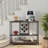 Vidaga Floor Wine Bottle & Glass Rack Rustic Brown