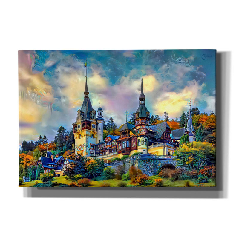 «Sinaiania Peles Castle» par Pedro Gavidia, art mural sur toile, H 18 po x l 26 po x P 0,75 po