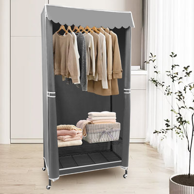 Rebrilliant Black DIY Wardrobe with Cover 90*43.5*180cm