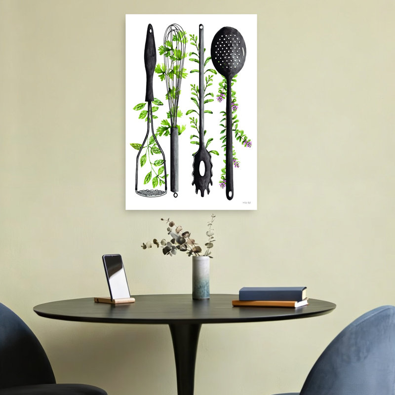 Cooking Utensils Whimsical Abstract Contemporary Fruit Landscape Wall Art Print, 60.96cm H x 40.64cm W