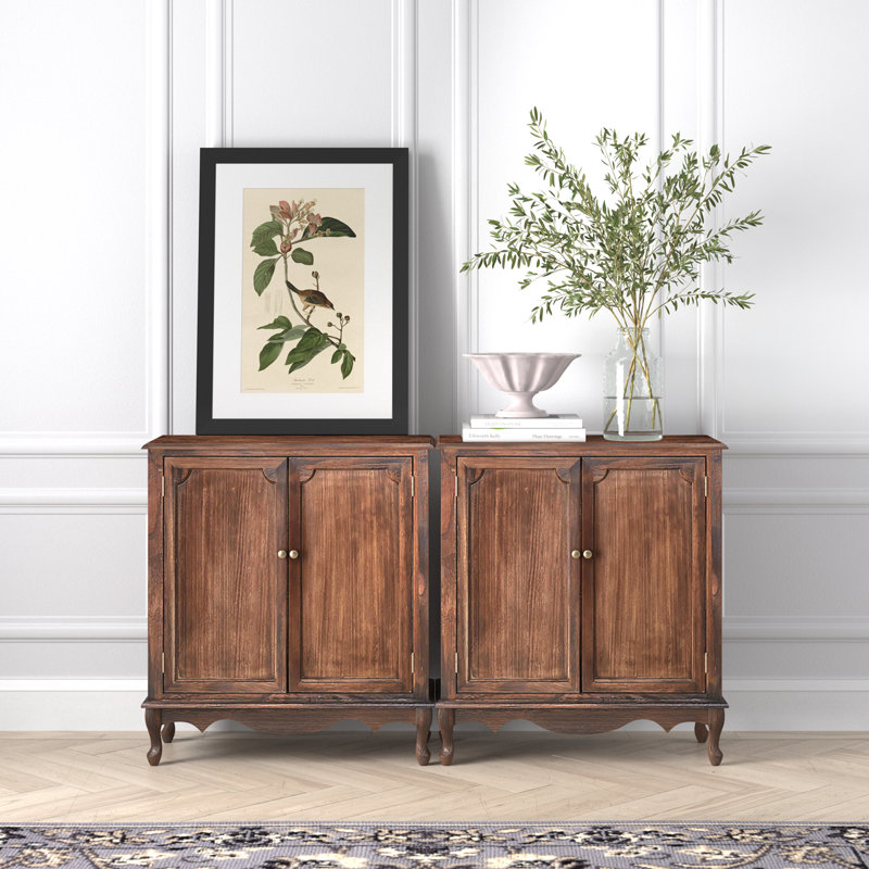 Arshawn Traditional 31''W Solid Wood 2 - Door Accent Cabinet with Simple Assembly, Walnut