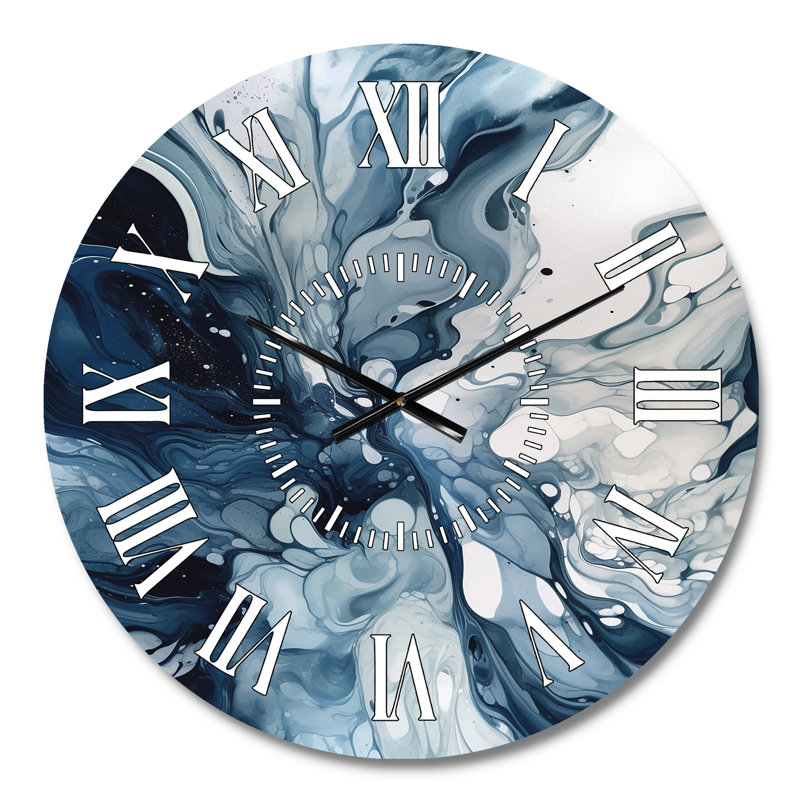 Horloge murale abstraite bleue et grise, Médium