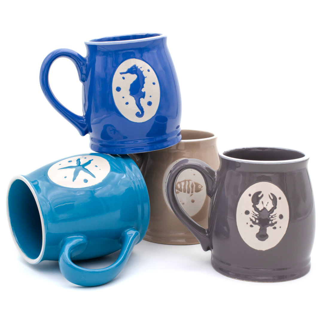 Costa Azul Ocean City 4 Piece 14.5 oz Mugs Set Euro Ceramica