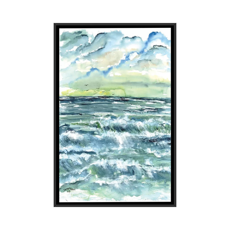« ondulations seascape », impression sur toile, H 26 po x l 18 po x P 1,5 po, Toile avec cadre noir, Pas de tapis