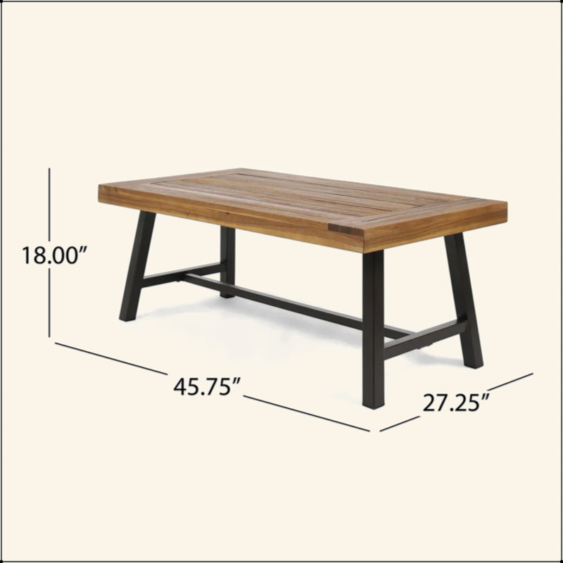 Élégante table basse industrielle avec un mélange de bois et de métal exquis