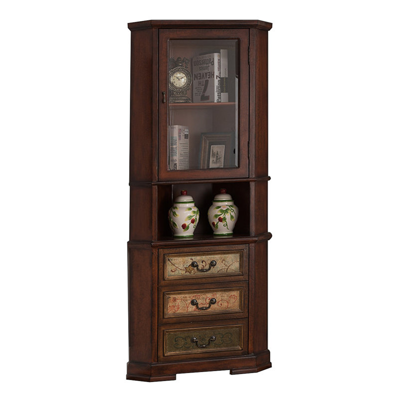 Vitrines en bois massif marron et verre, Marron