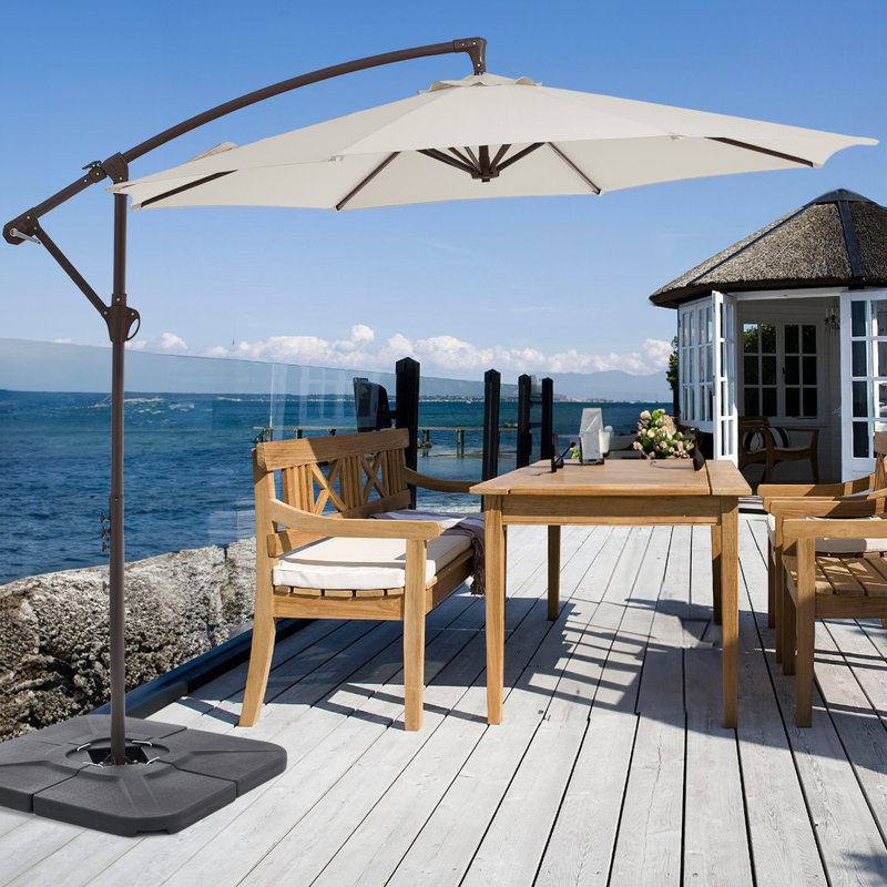 Parasol en porte-à-faux 10 pi Hawkinsville, Blanc cassé / blanc