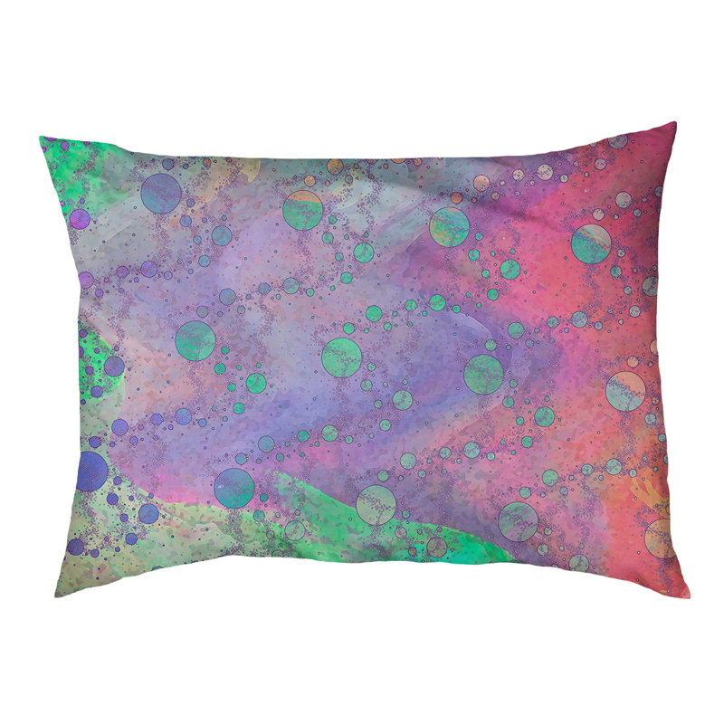 Coussin d'extérieur pour chien Byrge Planets Stars, Moyen (L 29,5 po x P19,5 po x H 9,5 po), Olive / Mauve