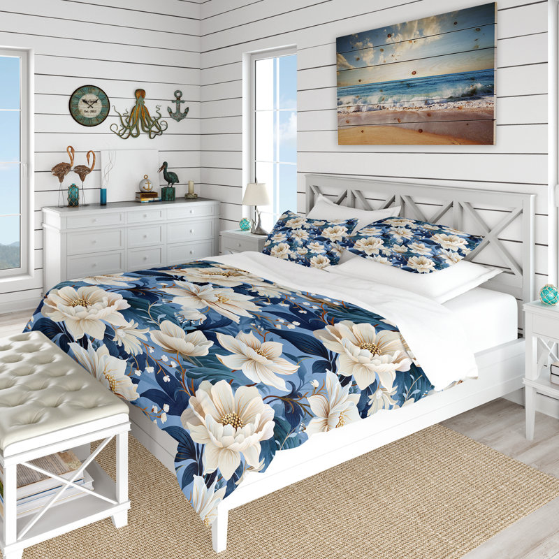 Ensemble de housse de couette Ocean Blue Elegant Nautical I, Housse de couette pour très grand lit et 2 très