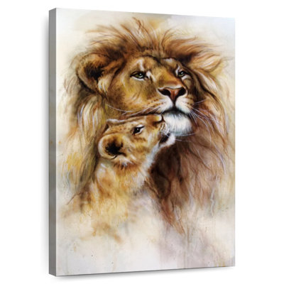 Brampt lion et lionne romantique