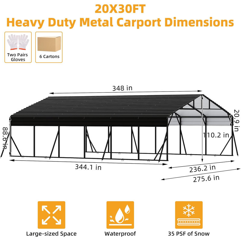8.5' Heavy Duty Metal Carport