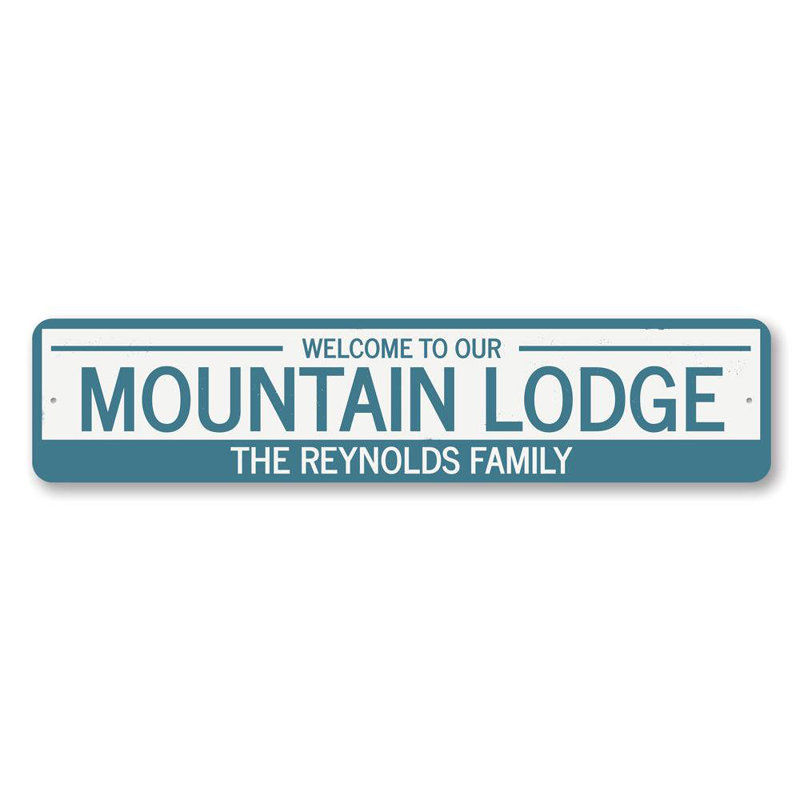 Enseigne de bienvenue en aluminium Mountain Lodge, H 4 po x l 18 po x P 0,04 po