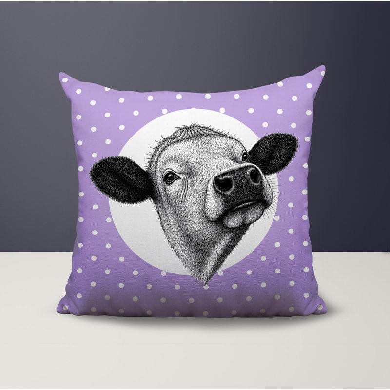 Coussin réversible intérieur / extérieur Cow, 16 x 16, Lavande