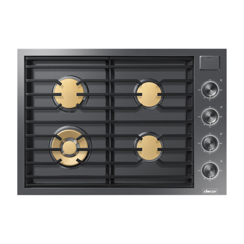 30" Gas Cooktop 4 Burners, Flush, Contemporary, NG/LP, Graphite Stainless