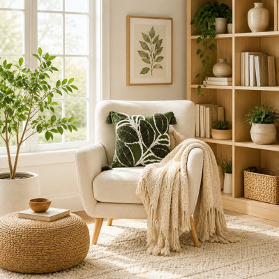 Boho Green Leaf Tufted Pillow Covers