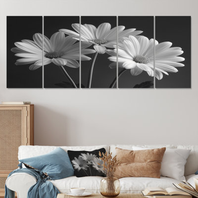 Monochromes noir et blanc «Bliss Daisy Photo IV - Daisies», ensemble d'art sur toile